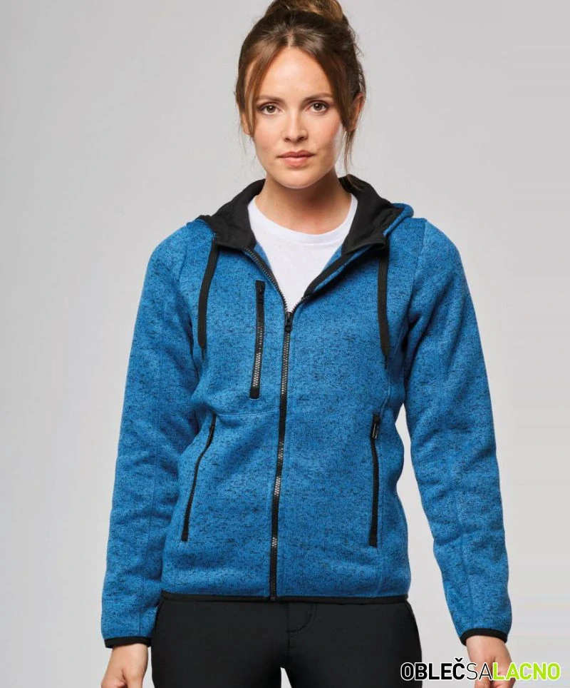 Dámska melanžová pletená fleecová bunda s kapucňou PA366 ProAct