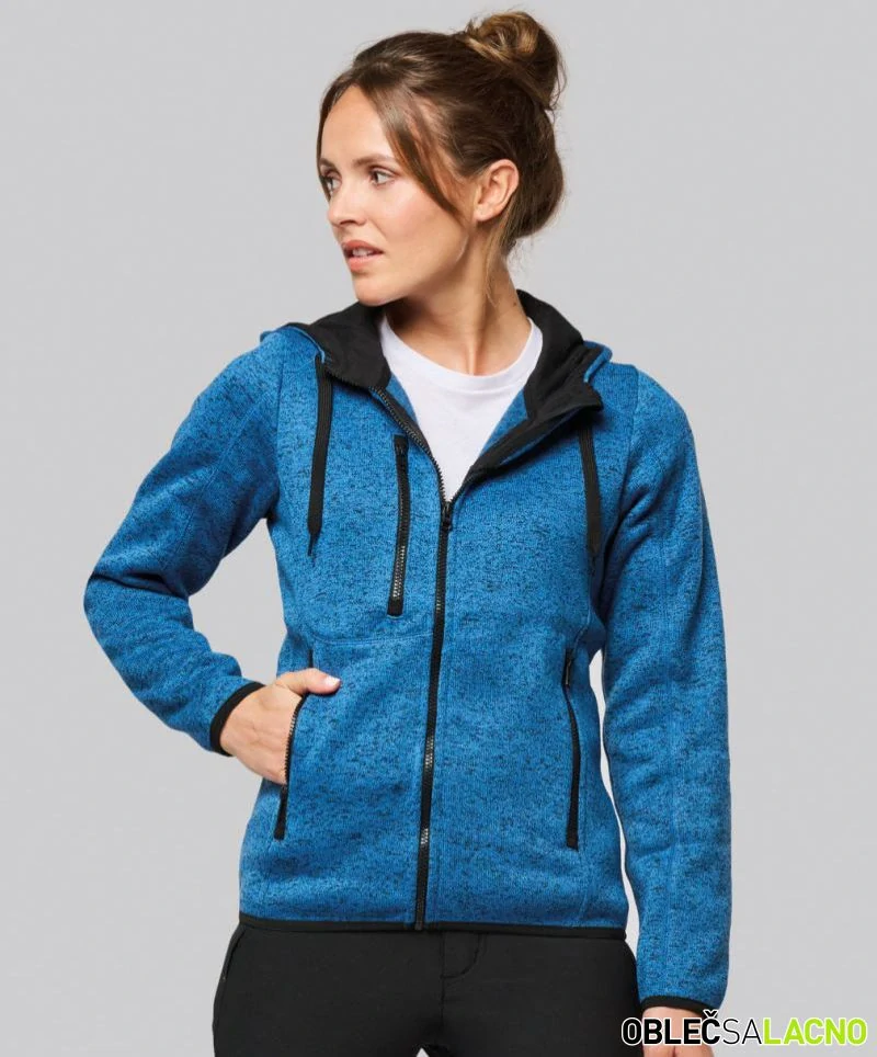 Dámska melanžová pletená fleecová bunda s kapucňou PA366 ProAct