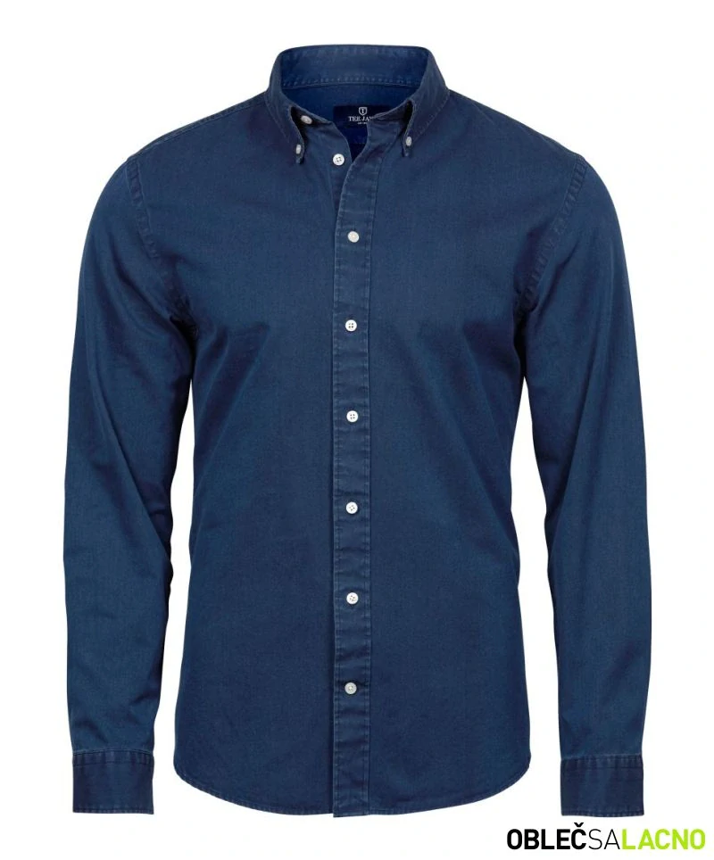 Denim keprová košeľa s dlhým rukávom Tee Jays