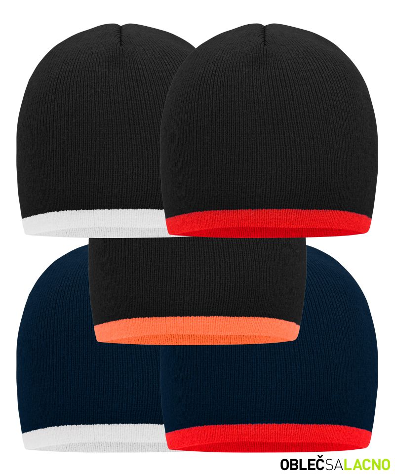 Pletená čiapka s kontrastným lemom MB 7584 Daiber