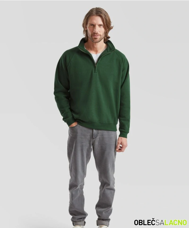 Mikina s 1/4 zipsom PREMIUM ZIP NECK SWEAT Fruit of the Loom