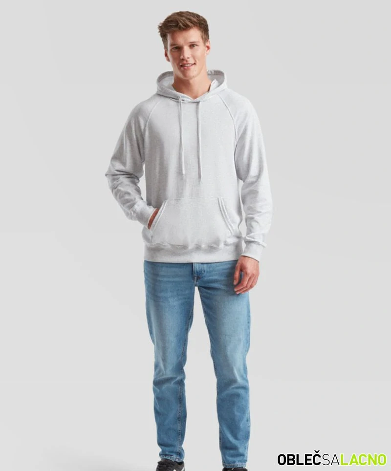 Pánska raglánová mikina s kapucňou LIGHTWEIGHT HOODED SWEAT Fruit of the Loom