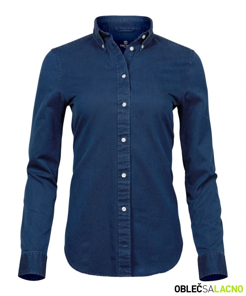 Denim keprová blúzka s dlhým rukávom Tee Jays