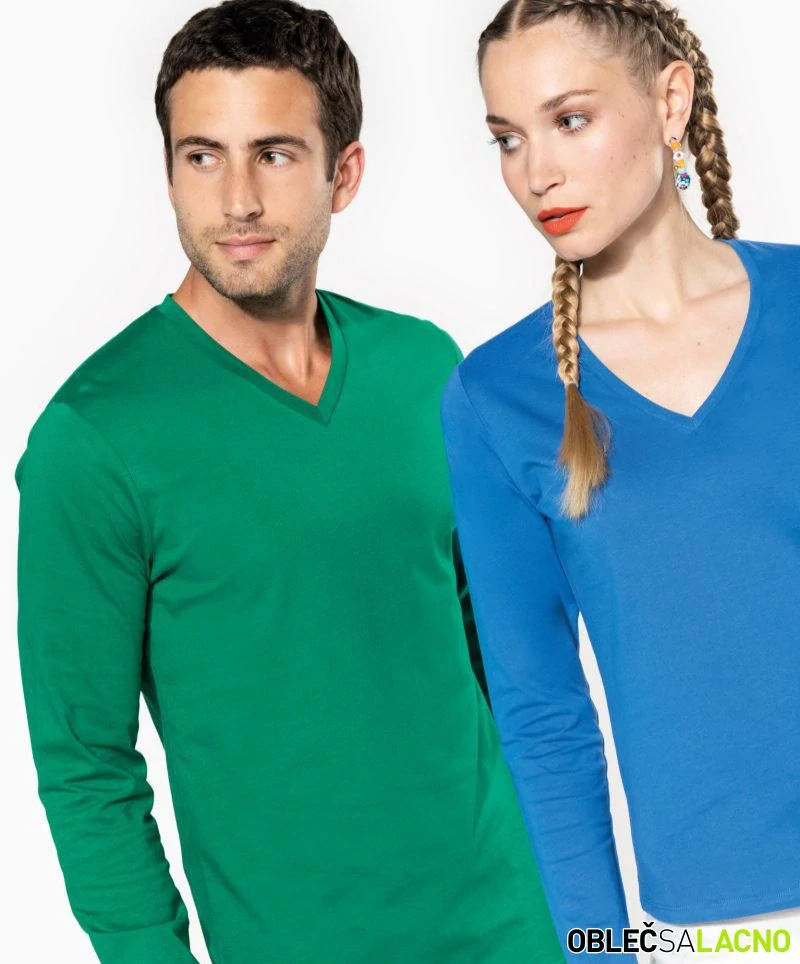 Dámske tričko s dlhým rukávom a výstrihom do V K382 Kariban