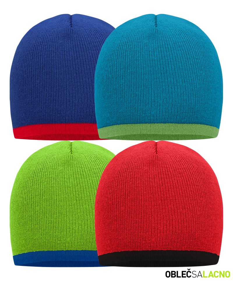 Pletená čiapka s kontrastným lemom MB 7584 Daiber