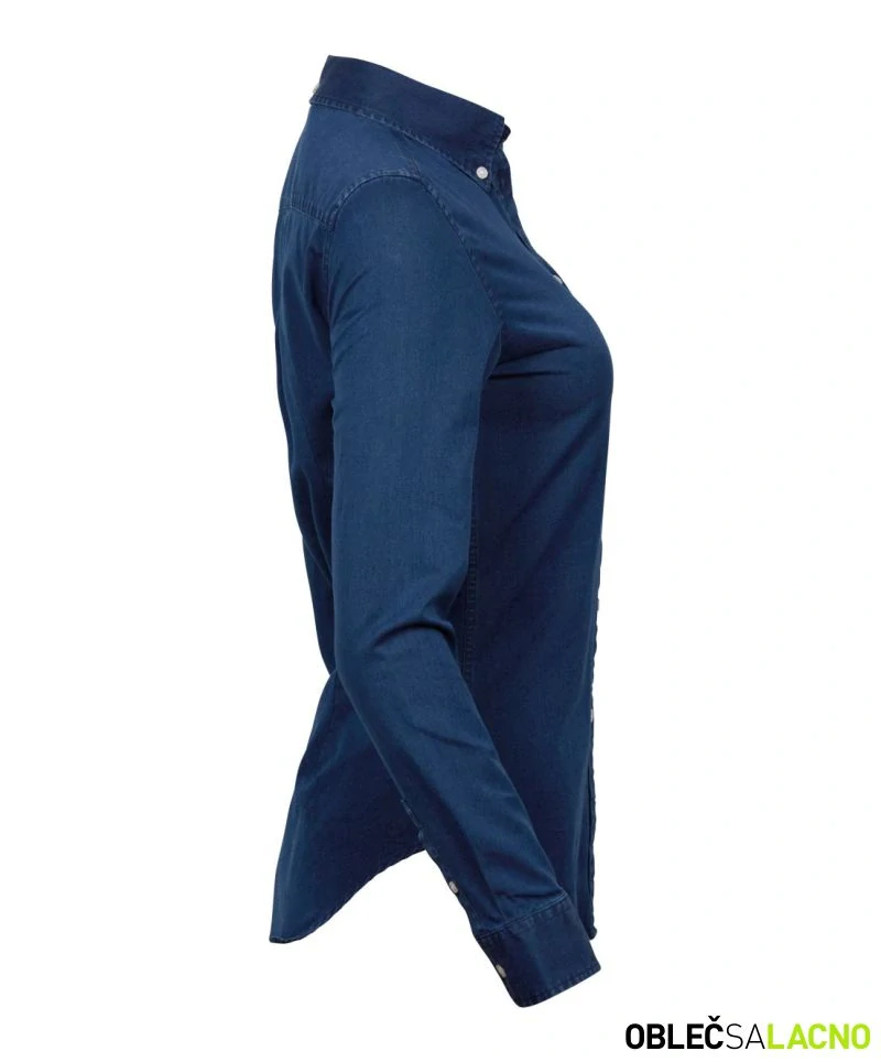 Denim keprová blúzka s dlhým rukávom Tee Jays