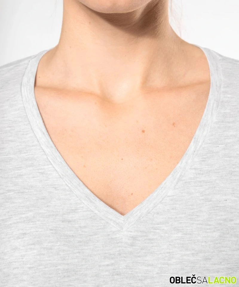 Dámske tričko s dlhým rukávom a výstrihom do V K382 Kariban