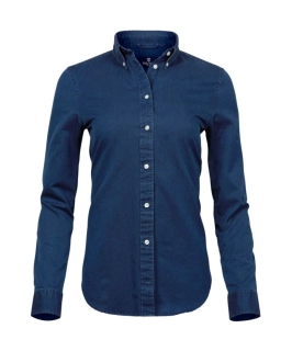 Denim keprová blúzka s dlhým rukávom Tee Jays