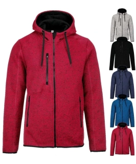 Pánska melanžová pletená fleecová bunda s kapucňou PA365 ProAct