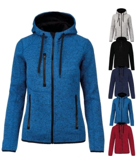 Dámska melanžová pletená fleecová bunda s kapucňou PA366 ProAct